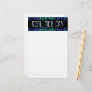 SlipperyJoe's real men cry tears emotions digital Stationery