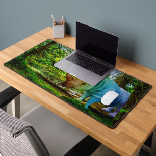 SlipperyJoe's rhinoceros lush tropical setting pri Desk Mat