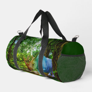 SlipperyJoe's rhinoceros lush tropical setting pri Duffle Bag
