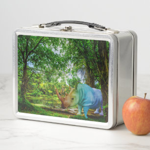SlipperyJoe's rhinoceros lush tropical setting pri Metal Lunch Box
