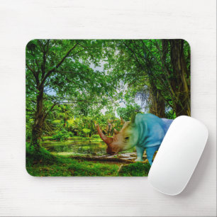 SlipperyJoe's rhinoceros lush tropical setting pri Mouse Pad