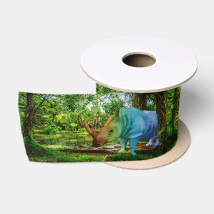 SlipperyJoe's rhinoceros lush tropical setting pri Satin Ribbon
