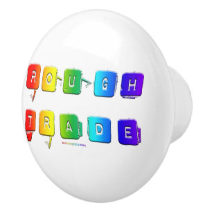 SlipperyJoe's rough trade queer pop typography sla Ceramic Knob