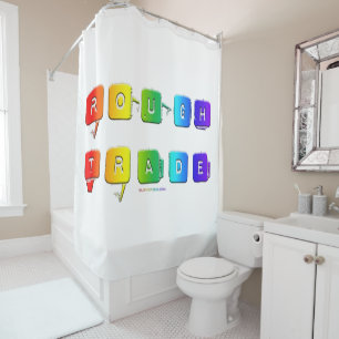 SlipperyJoe's rough trade queer pop typography sla Shower Curtain