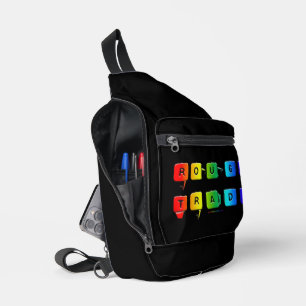 SlipperyJoe's rough trade queer pop typography sla Sling Bag