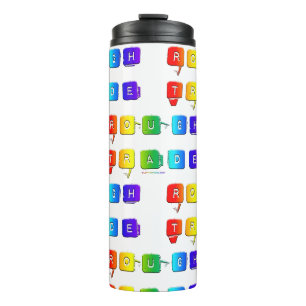 SlipperyJoe's rough trade queer pop typography sla Thermal Tumbler