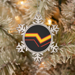 SlipperyJoe's rubber pride flag arrows chevrons st Snowflake Pewter Christmas Ornament