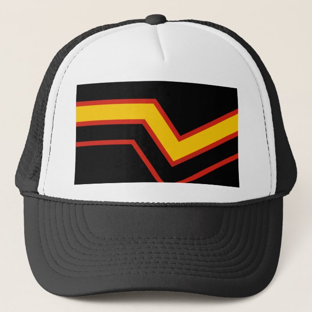 SlipperyJoe's rubber pride flag arrows chevrons st Trucker Hat (Front)