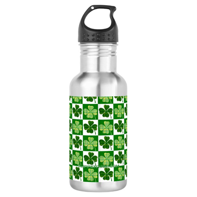 SlipperyJoe's Saint Patrick's Day four leaf clover 532 Ml Water Bottle (Front)