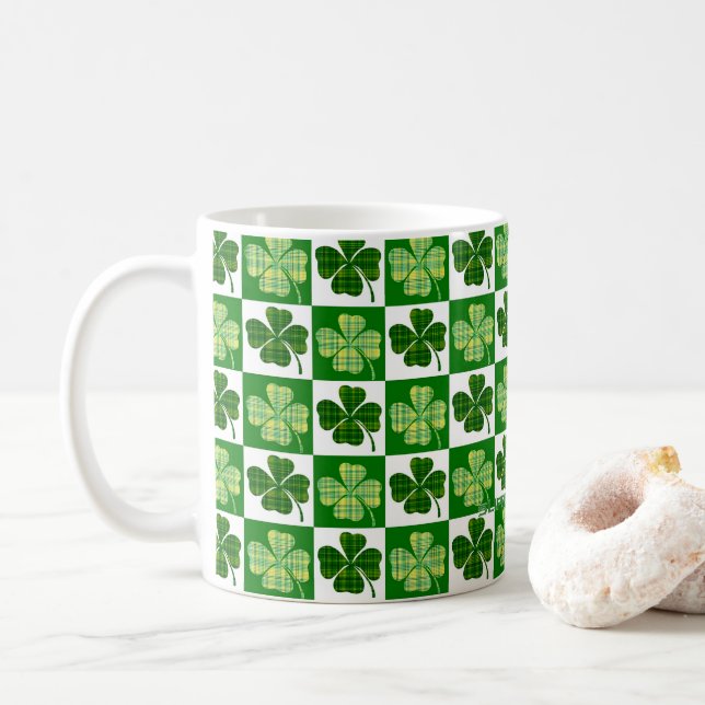 SlipperyJoe's Saint Patrick's Day four leaf clover Coffee Mug (With Donut)