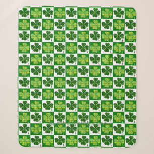 SlipperyJoe's Saint Patrick's Day four leaf clover Sherpa Blanket
