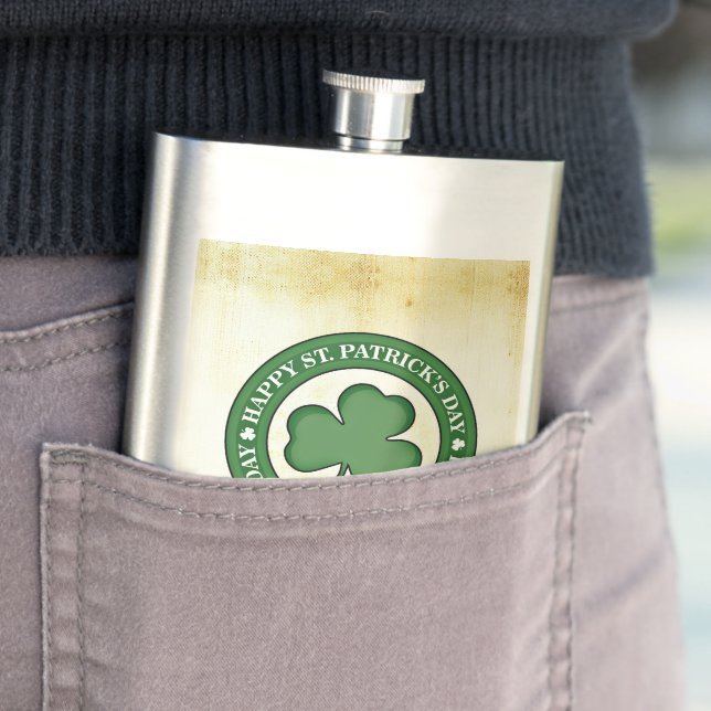 SlipperyJoe's Saint Patrick's Day glossy three lea Hip Flask (In Situ)