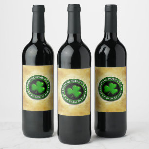 SlipperyJoe's Saint Patrick's Day glossy three lea Wine Label