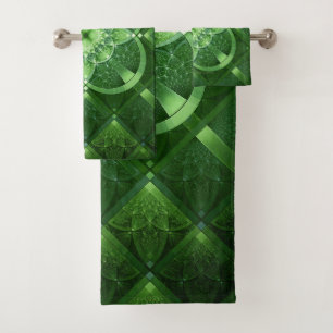SlipperyJoe's Saint Patrick's Day glowing four lea Bath Towel Set