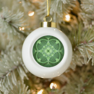 SlipperyJoe's Saint Patrick's Day glowing four lea Ceramic Ball Christmas Ornament