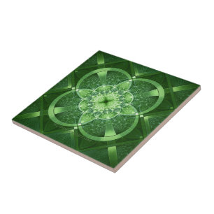 SlipperyJoe's Saint Patrick's Day glowing four lea Ceramic Tile