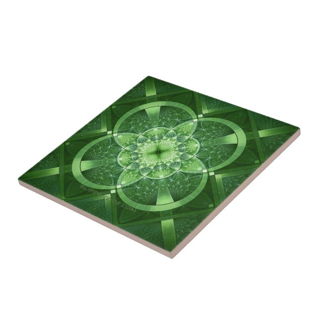 SlipperyJoe's Saint Patrick's Day glowing four lea Ceramic Tile (Side)