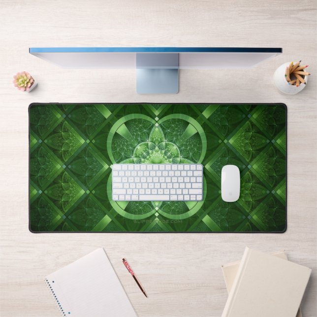SlipperyJoe's Saint Patrick's Day glowing four lea Desk Mat (Office 1)