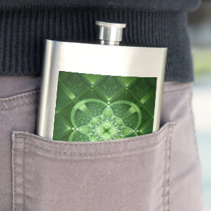 SlipperyJoe's Saint Patrick's Day glowing four lea Hip Flask