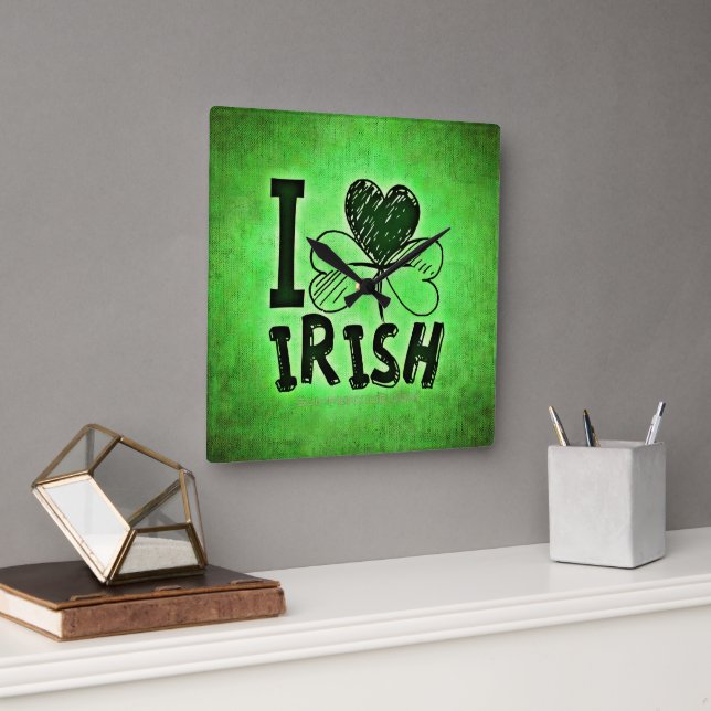 SlipperyJoe's Saint Patrick's Day holiday Irish pr Square Wall Clock (Office)