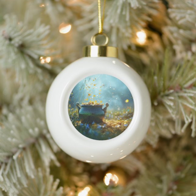 SlipperyJoe's Saint Patrick's Day large ornate pot Ceramic Ball Christmas Ornament (Tree)