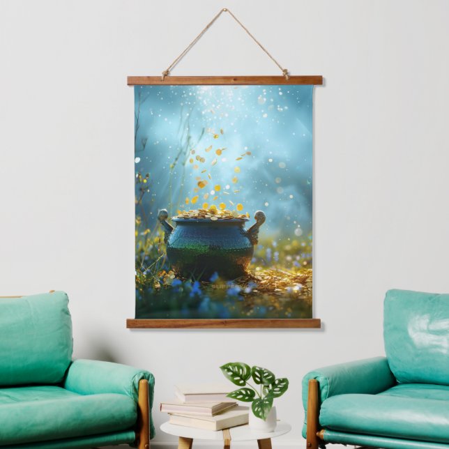 SlipperyJoe's Saint Patrick's Day large ornate pot Hanging Tapestry (Living Room)