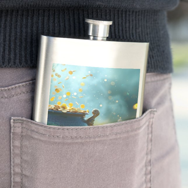 SlipperyJoe's Saint Patrick's Day large ornate pot Hip Flask (In Situ)