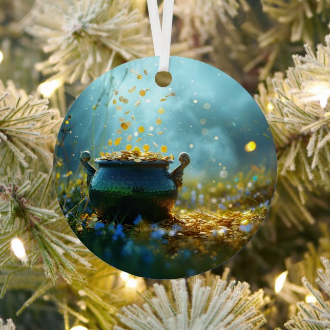 SlipperyJoe's Saint Patrick's Day large ornate pot Metal Tree Decoration (Insitu)