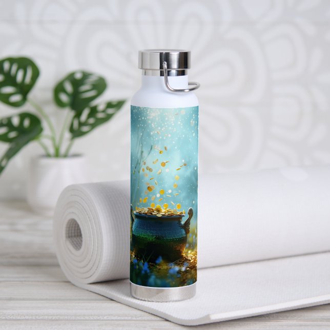 SlipperyJoe's Saint Patrick's Day large ornate pot Water Bottle (Yoga (Rotated))