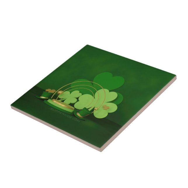 SlipperyJoe's Saint Patrick's Day theme leprechaun Ceramic Tile (Side)