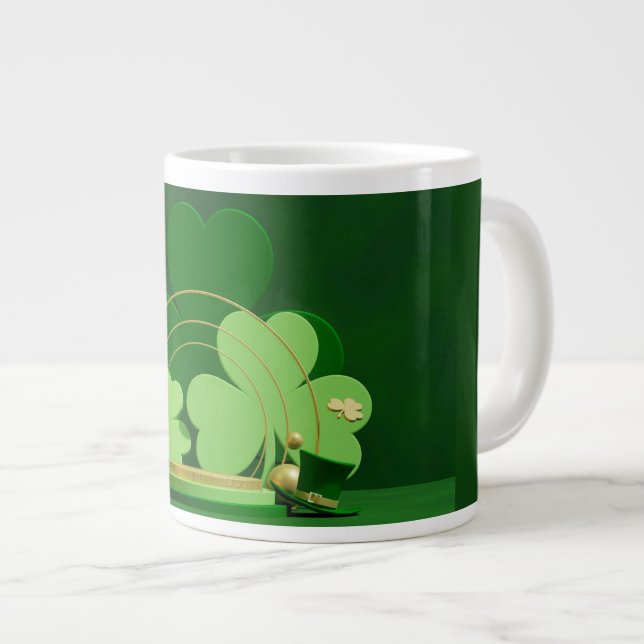 SlipperyJoe's Saint Patrick's Day theme leprechaun Large Coffee Mug (Front Right)