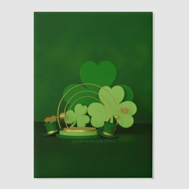 SlipperyJoe's Saint Patrick's Day theme leprechaun Vellum Invitations (Front)