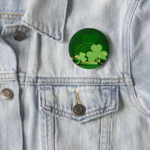 SlipperyJoe's Saint Patrick's Day three-leaf clove 6 Cm Round Badge