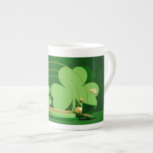 SlipperyJoe's Saint Patrick's Day three-leaf clove Bone China Mug
