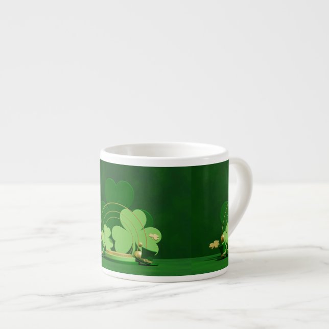 SlipperyJoe's Saint Patrick's Day three-leaf clove Espresso Cup (Front Right)