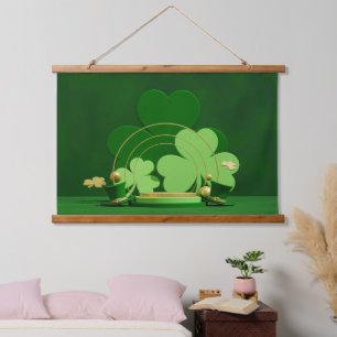 SlipperyJoe's Saint Patrick's Day three-leaf clove Hanging Tapestry