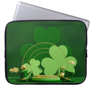SlipperyJoe's Saint Patrick's Day three-leaf clove Laptop Sleeve