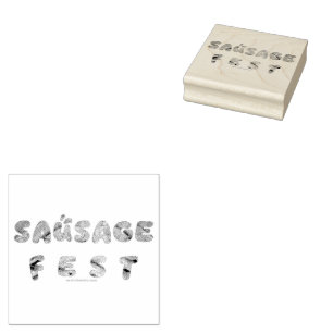 SlipperyJoe's sausage fest words long meat juicy t Rubber Stamp