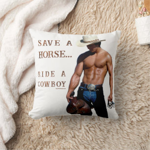SlipperyJoe's Save a horse Ride A Cowboy hat muscu Cushion