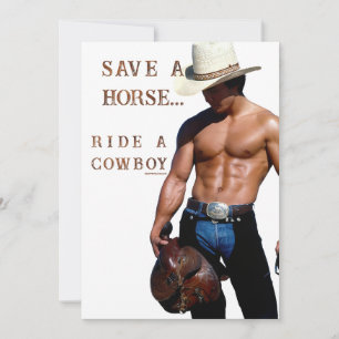 SlipperyJoe's Save a horse Ride A Cowboy hat muscu Holiday Card