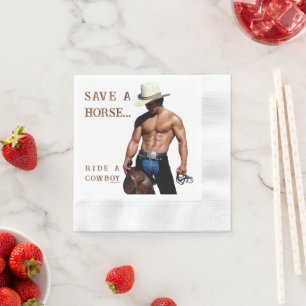 SlipperyJoe's Save a horse Ride A Cowboy hat muscu Napkin