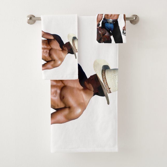 SlipperyJoe's save horse ride straw cowboy hat mus Bath Towel Set (Insitu)