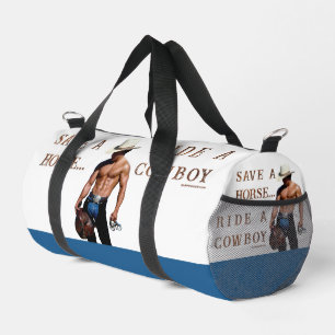 SlipperyJoe's save horse ride straw cowboy hat mus Duffle Bag