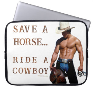 SlipperyJoe's save horse ride straw cowboy hat mus Laptop Sleeve