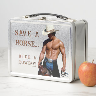 SlipperyJoe's save horse ride straw cowboy hat mus Metal Lunch Box
