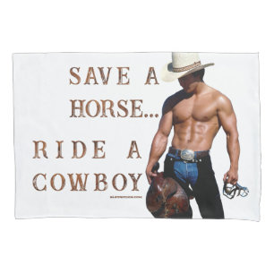 SlipperyJoe's save horse ride straw cowboy hat mus Pillowcase