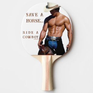 SlipperyJoe's save horse ride straw cowboy hat mus Ping Pong Paddle