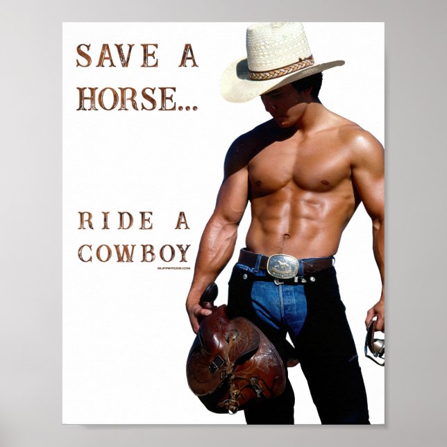 SlipperyJoe's save horse ride straw cowboy hat mus Poster (Front)