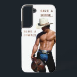SlipperyJoe's save horse ride straw cowboy hat mus Samsung Galaxy Case<br><div class="desc">SlipperyJoe's save horse ride straw cowboy hat muscular man shirtless torso holding saddle well-defined physique chiseled six-pack hat chaps saddle black belt silver buckle rancher life muscles rippling wild ride ahead bold rugged western vibe artistic gay pride gifts LGBTQIA yeehaw blue jeans</div>