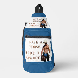 SlipperyJoe's save horse ride straw cowboy hat mus Sling Bag